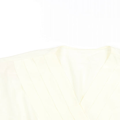St Michael Womens Ivory Polyester Wrap Blouse Size 10 V-Neck - Pleat Detail