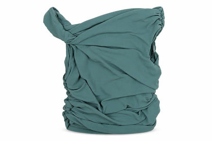 Zara Womens Green Polyester Cropped Blouse Size S Boat Neck - Rouched