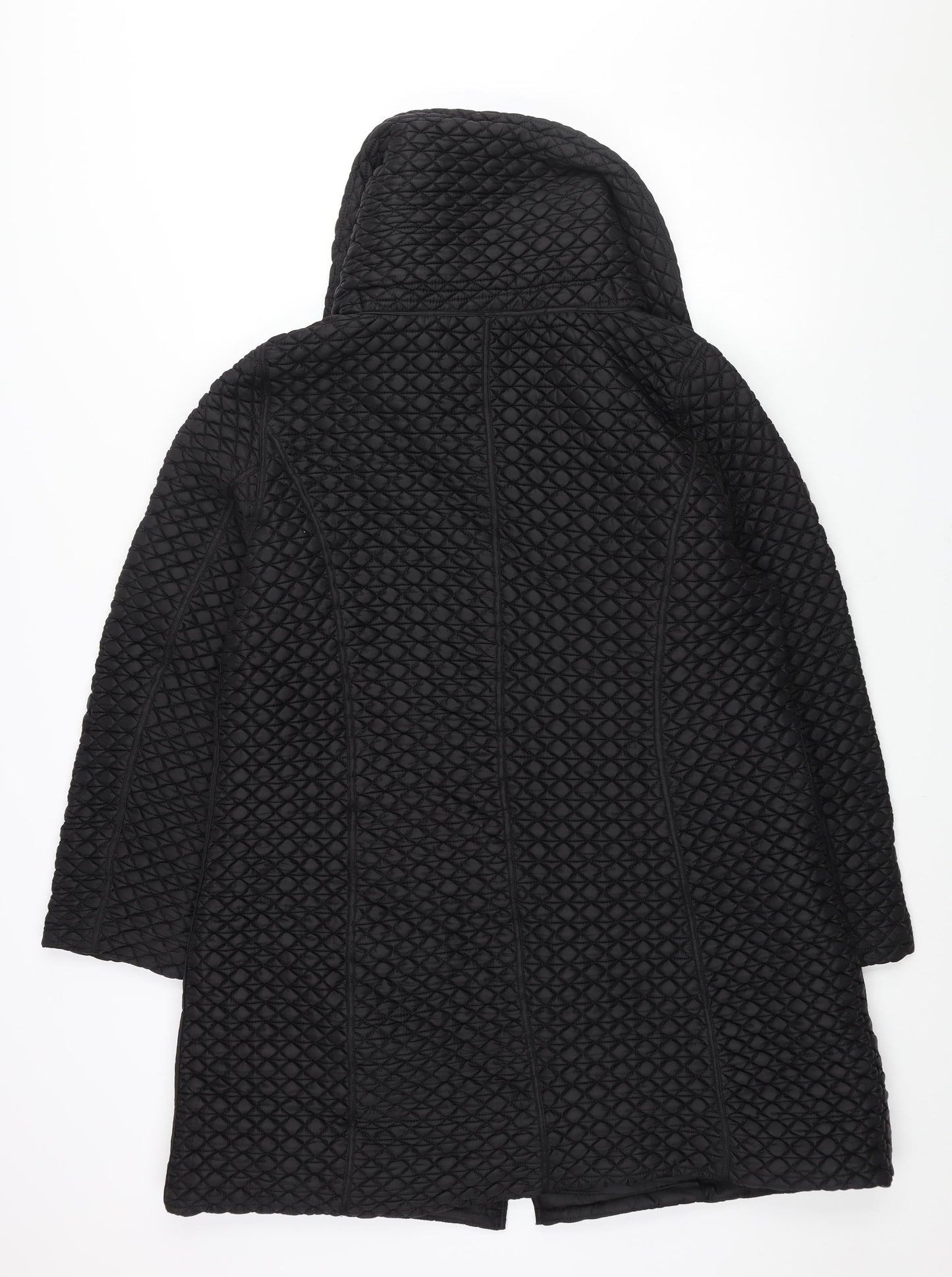 Yera Womens Black Quilted Coat Size L Zip - Layered
