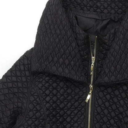 Yera Womens Black Quilted Coat Size L Zip - Layered