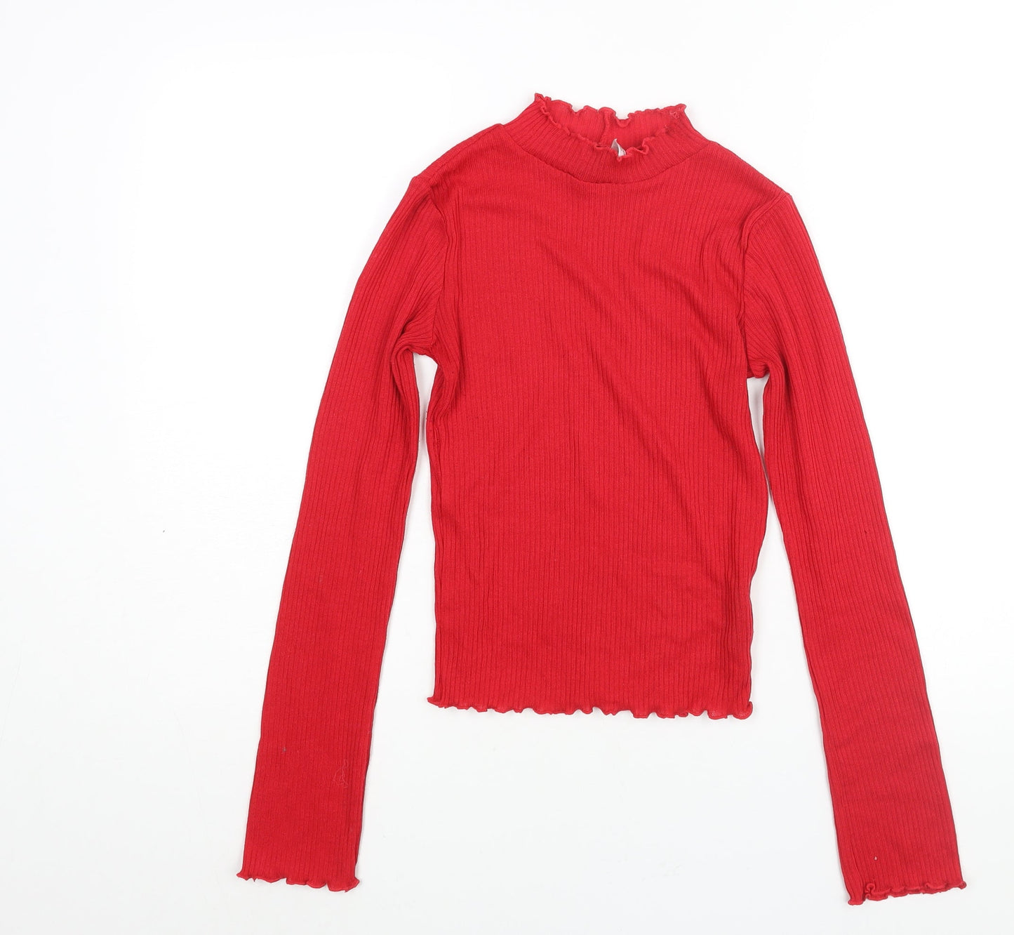 Divided by H&M Womens Red Polyester Basic Blouse Size XS Mock Neck