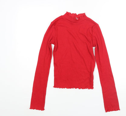 Divided by H&M Womens Red Polyester Basic Blouse Size XS Mock Neck