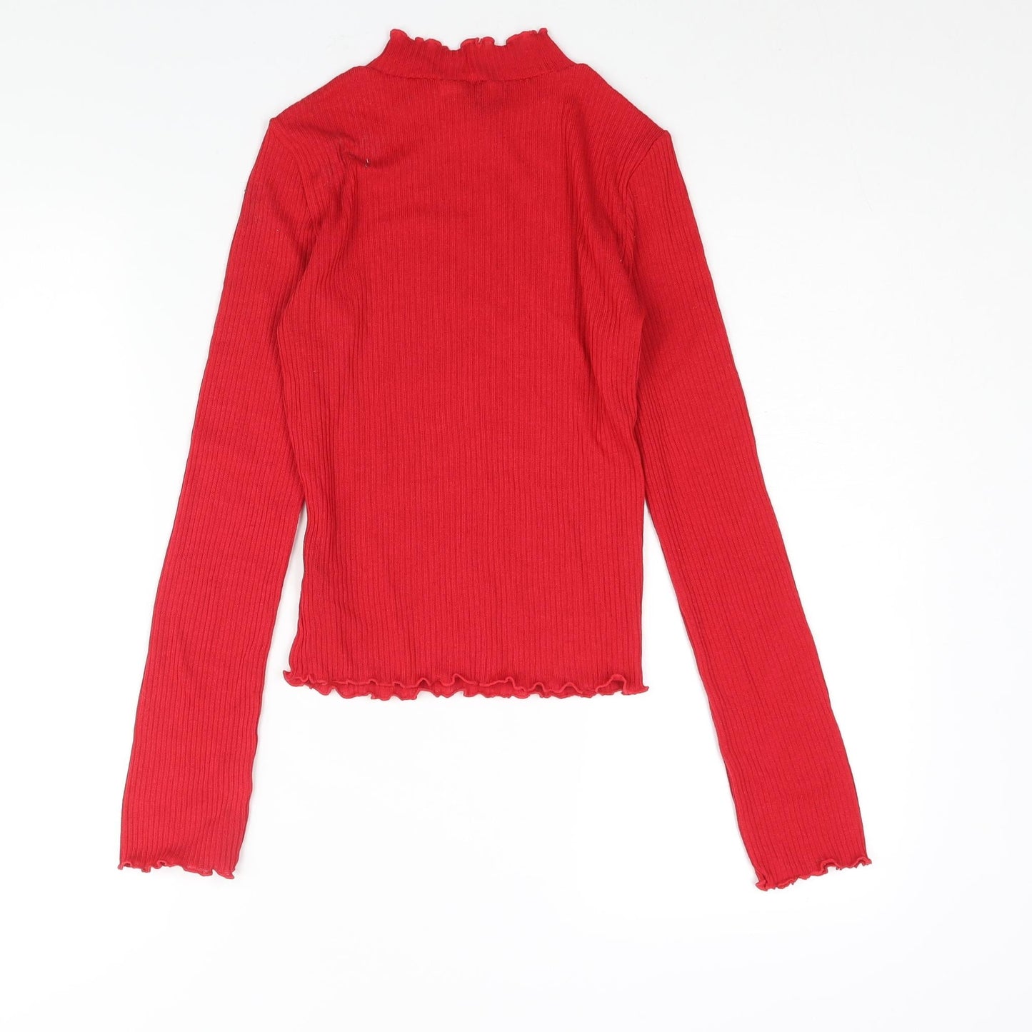 Divided by H&M Womens Red Polyester Basic Blouse Size XS Mock Neck