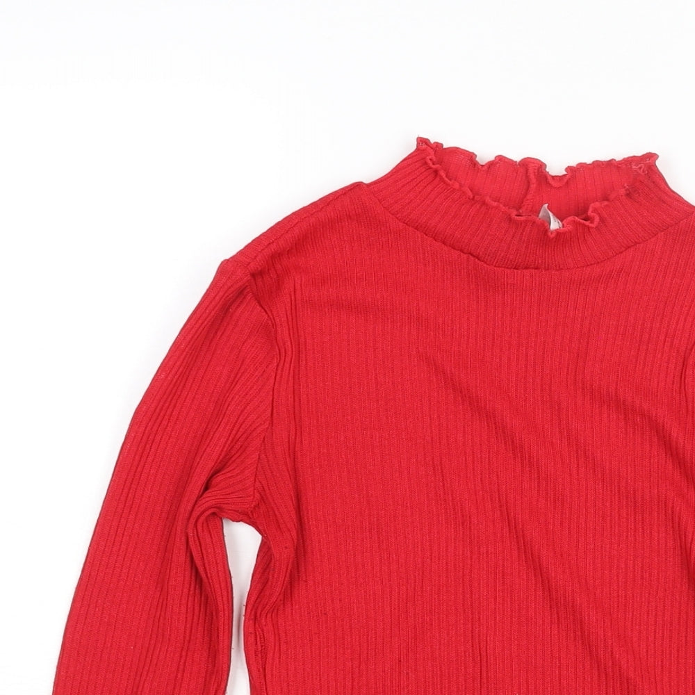 Divided by H&M Womens Red Polyester Basic Blouse Size XS Mock Neck
