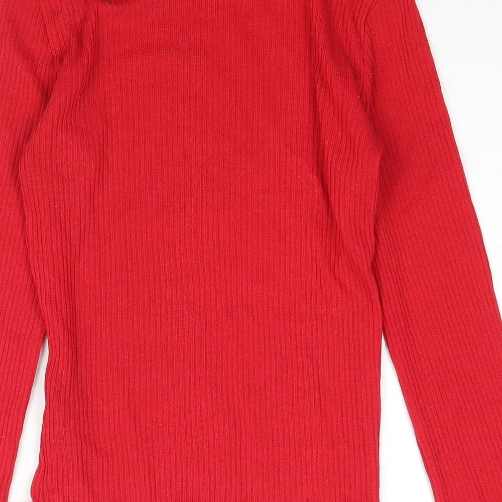 Divided by H&M Womens Red Polyester Basic Blouse Size XS Mock Neck