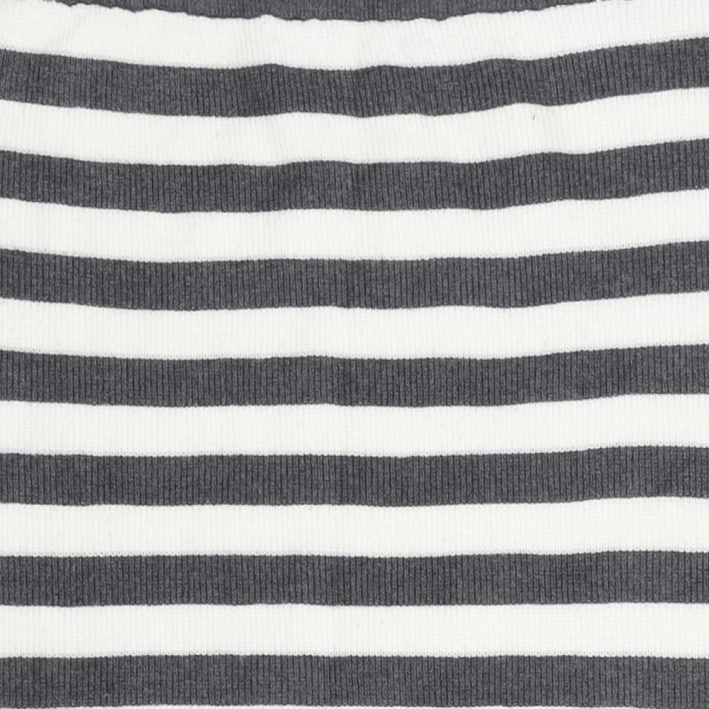 Marks and Spencer Womens Grey Striped Viscose Straight & Pencil Skirt Size L - Side Slit