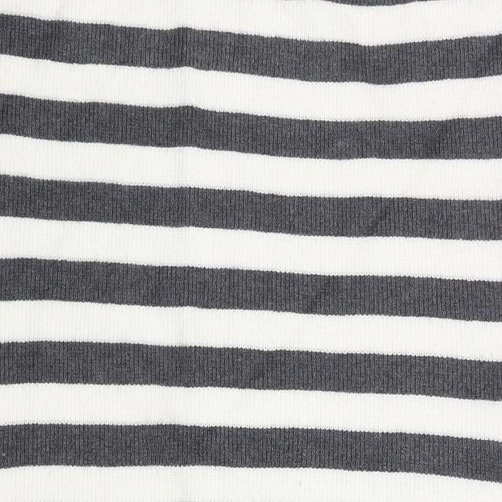 Marks and Spencer Womens Grey Striped Viscose Straight & Pencil Skirt Size L - Side Slit