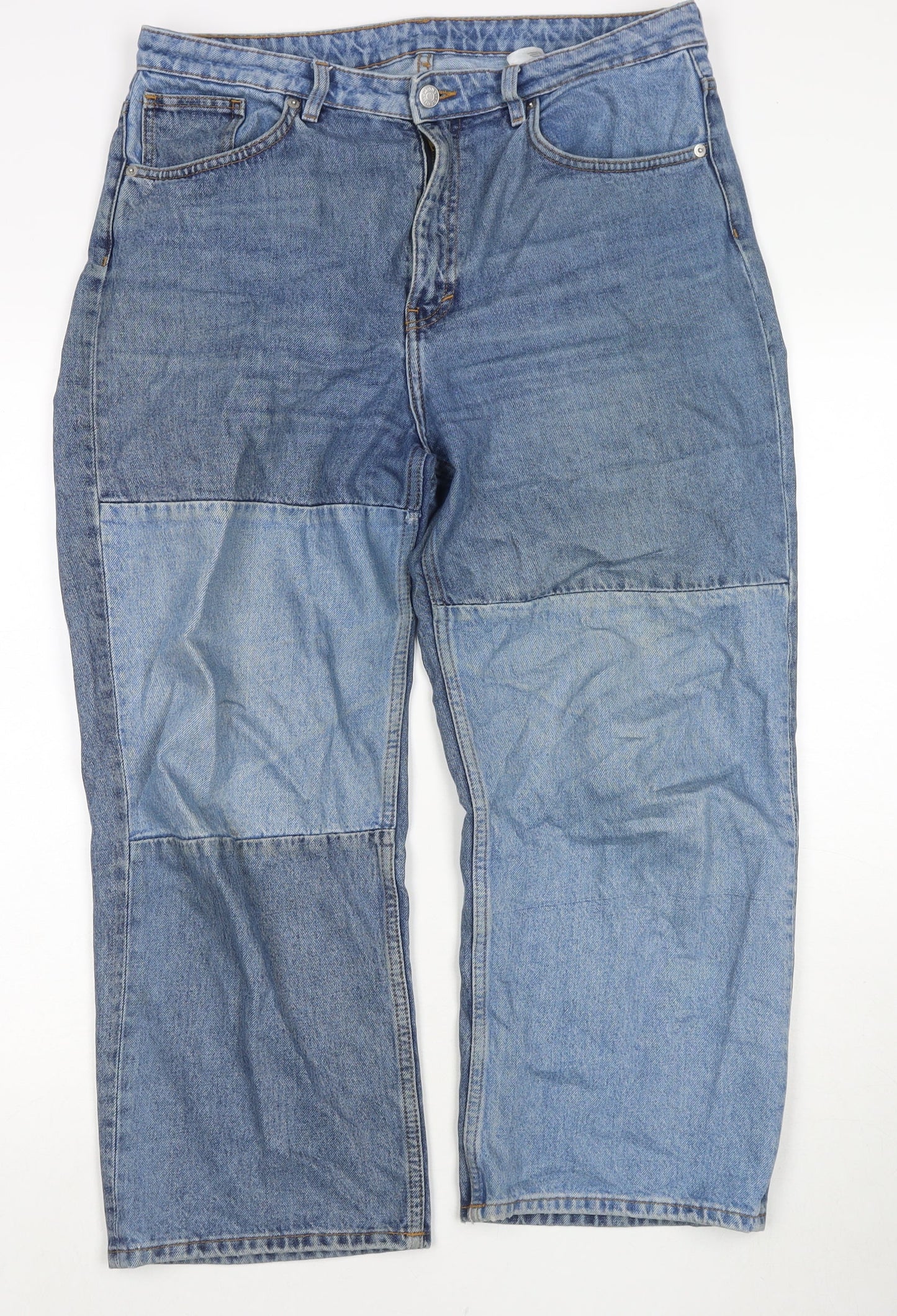 Monki Womens Blue Cotton Mom Jeans Size 32 in L25 in Regular Zip