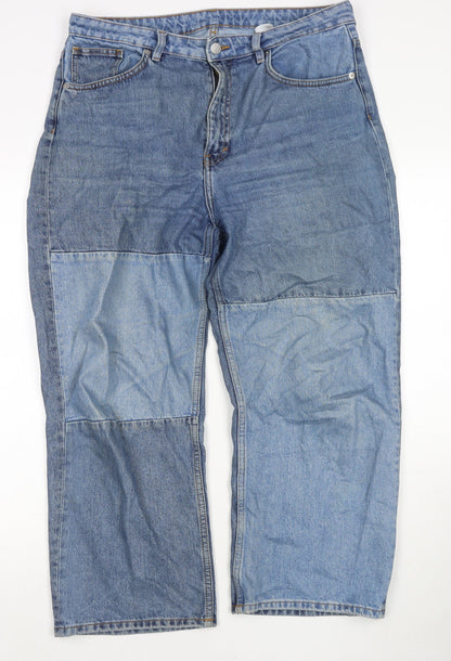 Monki Womens Blue Cotton Mom Jeans Size 32 in L25 in Regular Zip