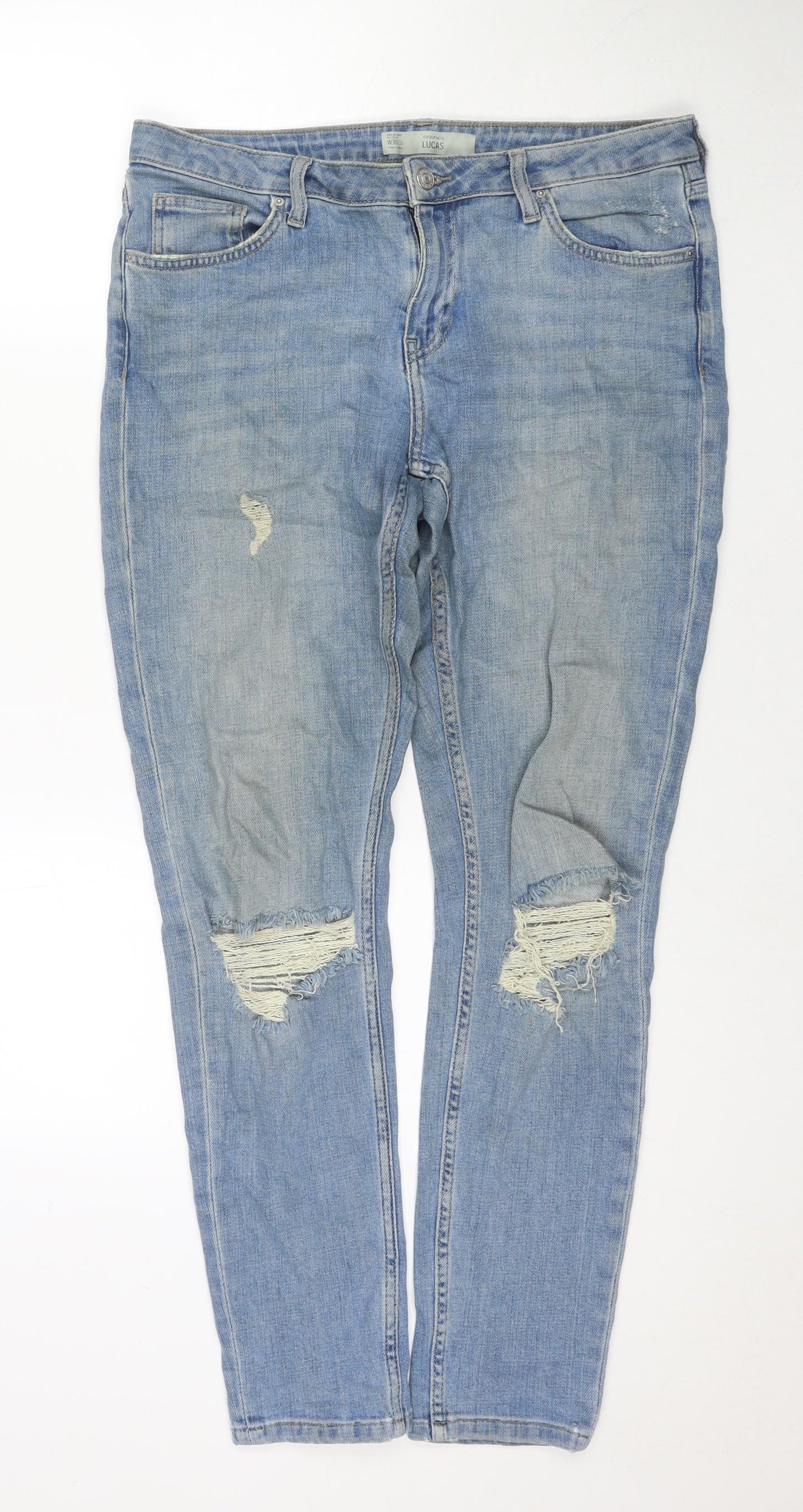 Topshop Womens Blue Cotton Mom Jeans Size 30 in L30 in Regular Zip