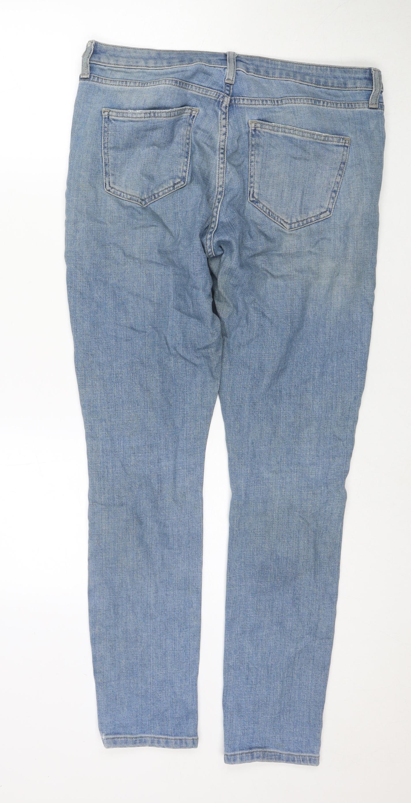 Topshop Womens Blue Cotton Mom Jeans Size 30 in L30 in Regular Zip