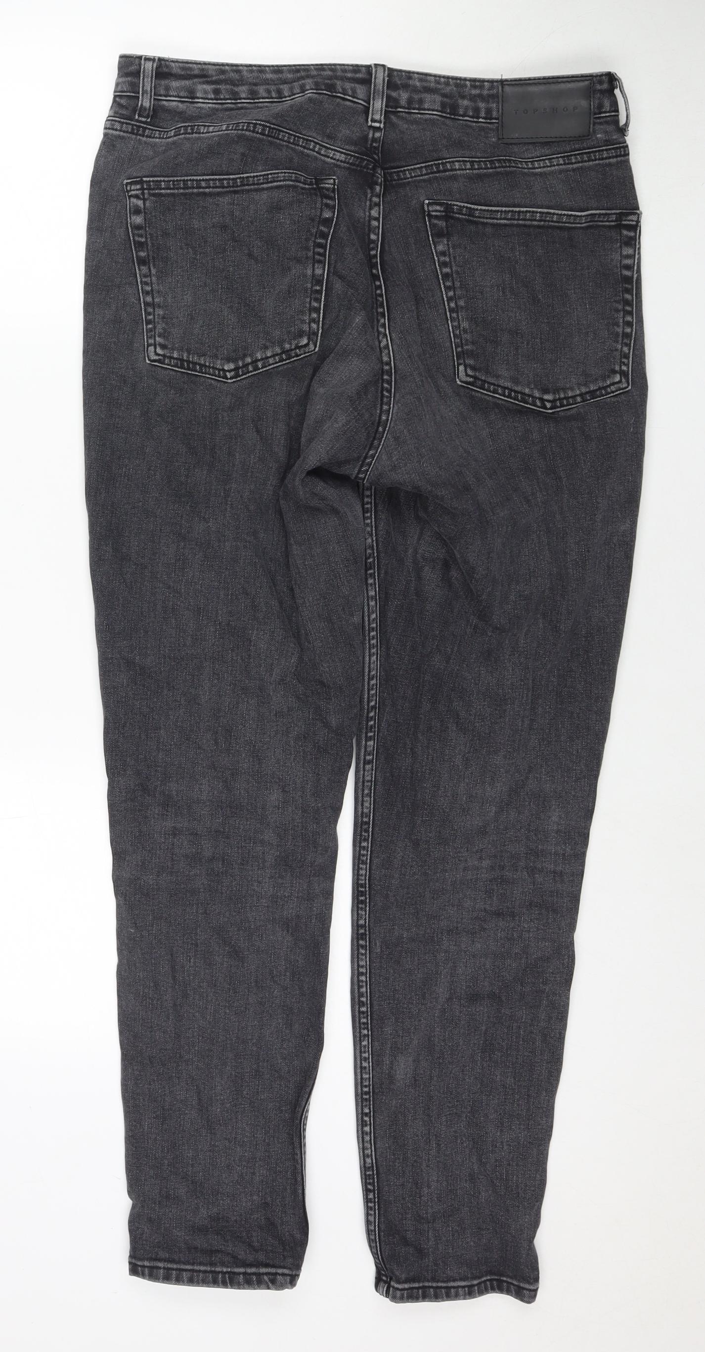 Topshop Womens Grey Cotton Straight Jeans Size 32 in L34 in Regular Zip