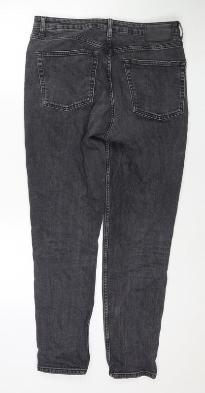 Topshop Womens Grey Cotton Straight Jeans Size 32 in L34 in Regular Zip