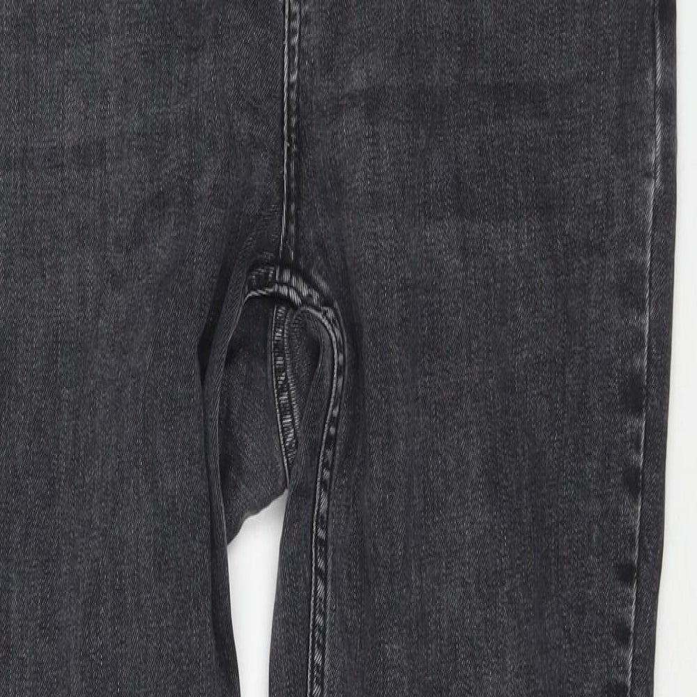 Topshop Womens Grey Cotton Straight Jeans Size 32 in L34 in Regular Zip