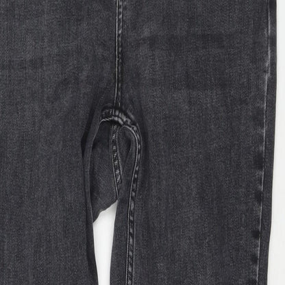 Topshop Womens Grey Cotton Straight Jeans Size 32 in L34 in Regular Zip
