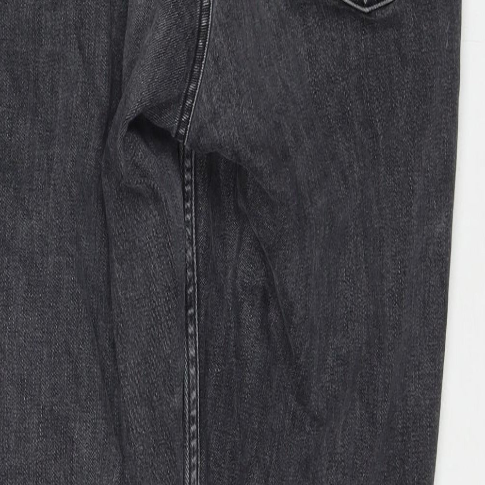 Topshop Womens Grey Cotton Straight Jeans Size 32 in L34 in Regular Zip