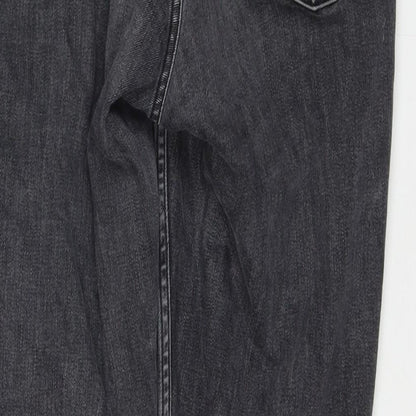 Topshop Womens Grey Cotton Straight Jeans Size 32 in L34 in Regular Zip