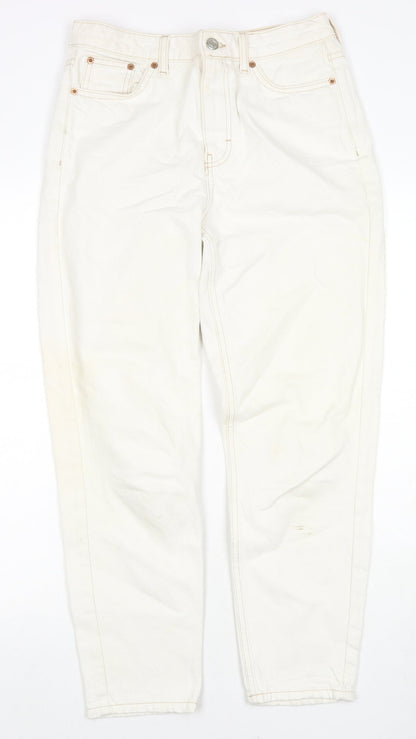 Topshop Womens White Cotton Mom Jeans Size 28 in L30 in Regular Zip