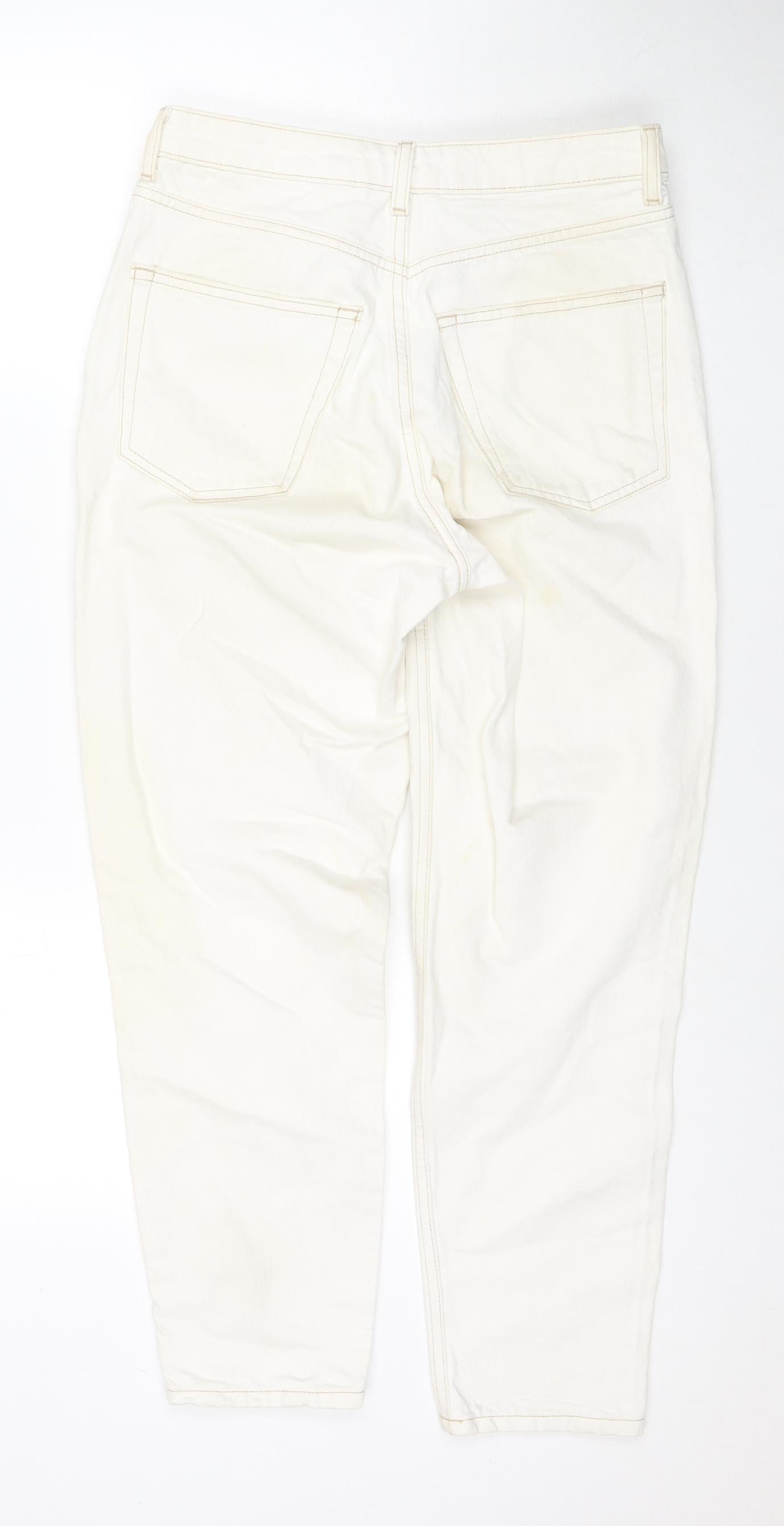 Topshop Womens White Cotton Mom Jeans Size 28 in L30 in Regular Zip