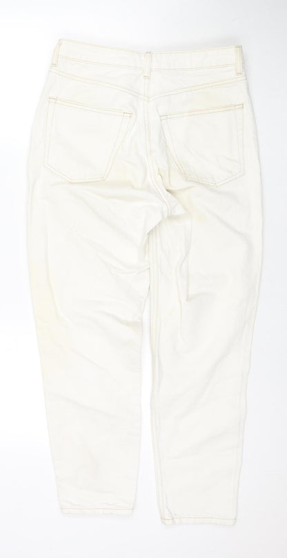 Topshop Womens White Cotton Mom Jeans Size 28 in L30 in Regular Zip