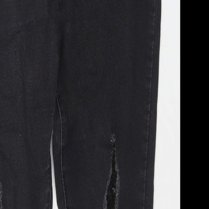 Boohoo Womens Black Cotton Skinny Jeans Size 8 L28 in Regular Zip