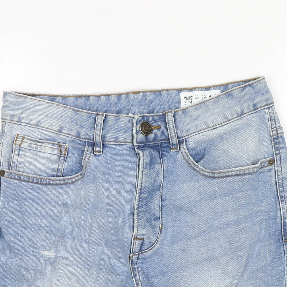 Denim & Co. Mens Blue Cotton Bermuda Shorts Size 30 in L10 in Regular Zip