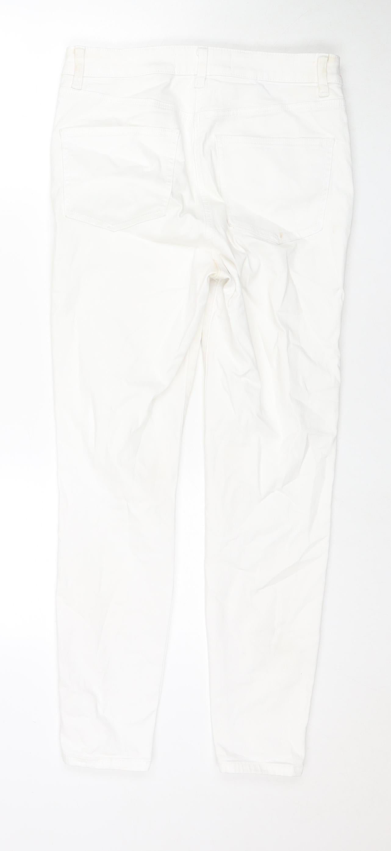 NEXT Womens White Cotton Skinny Jeans Size 10 L27 in Regular Zip