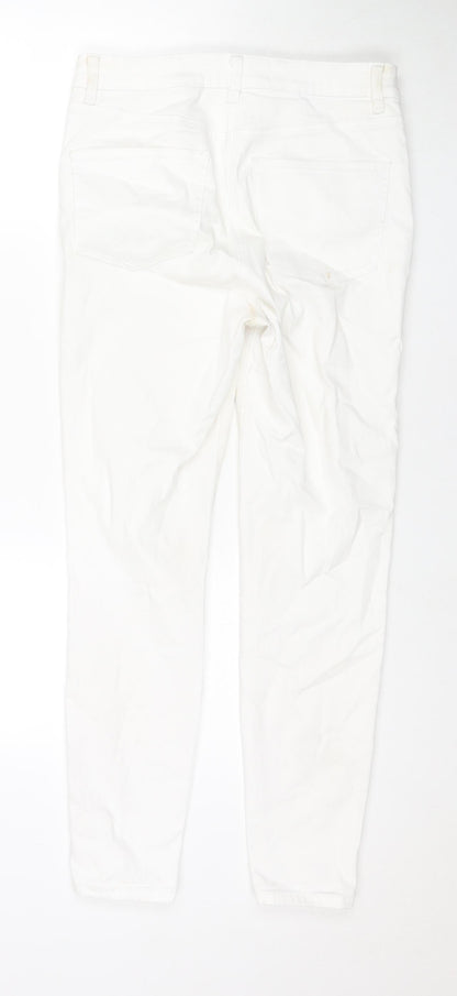 NEXT Womens White Cotton Skinny Jeans Size 10 L27 in Regular Zip