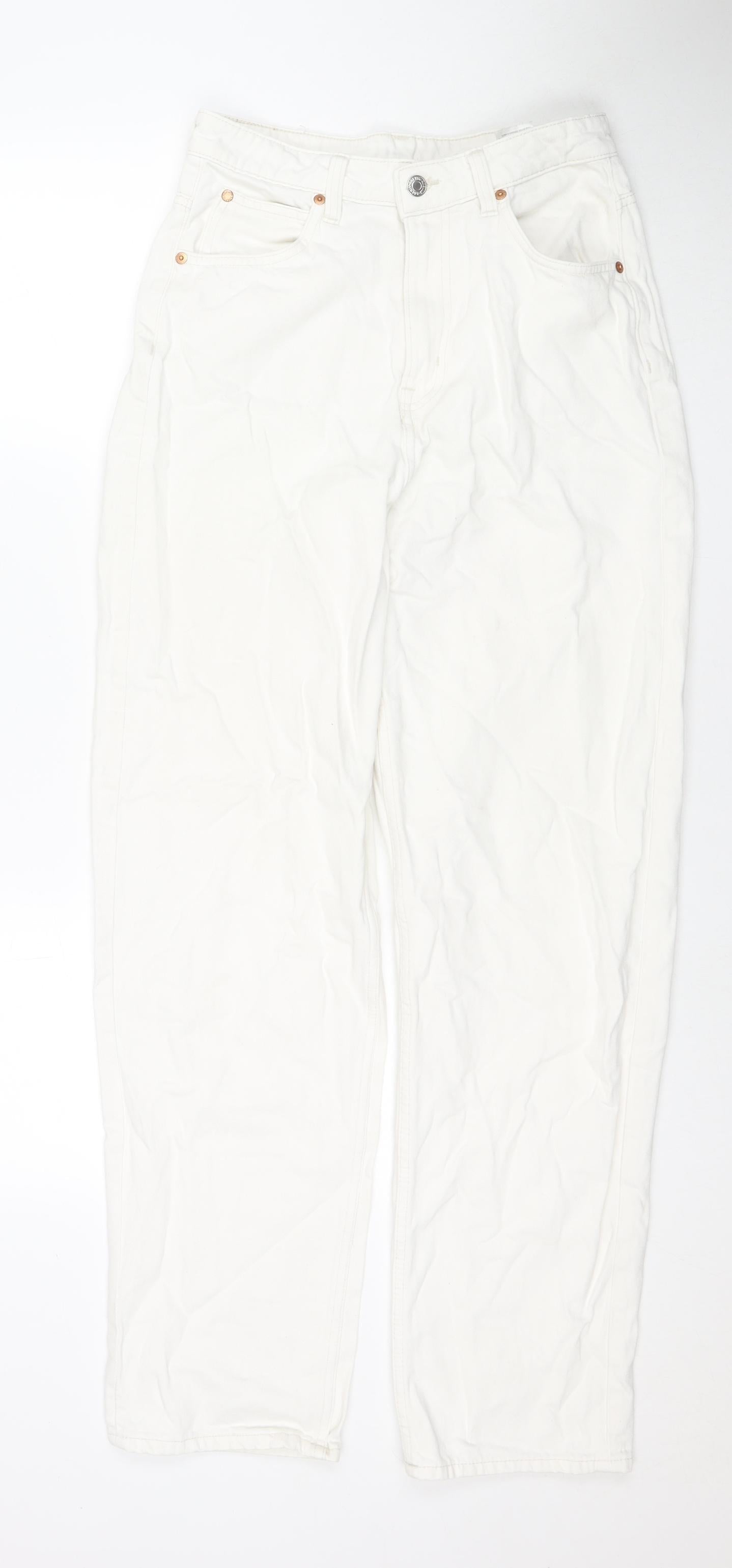 Womens UK Size 8 H&M Regular Fit Straight White Jeans