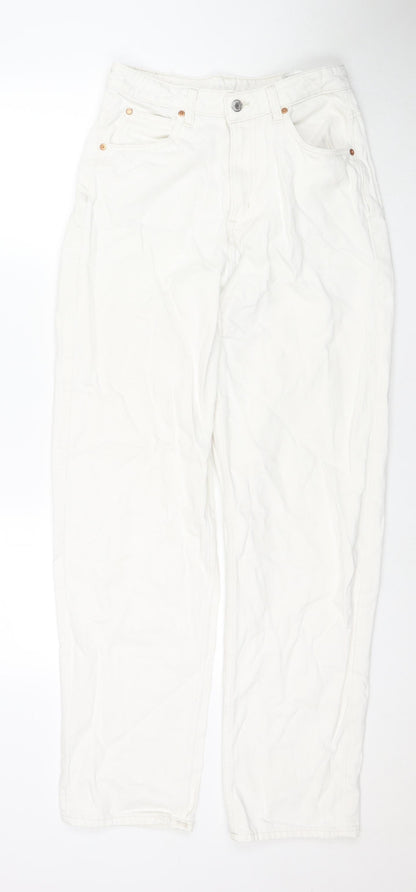 Womens UK Size 8 H&M Regular Fit Straight White Jeans