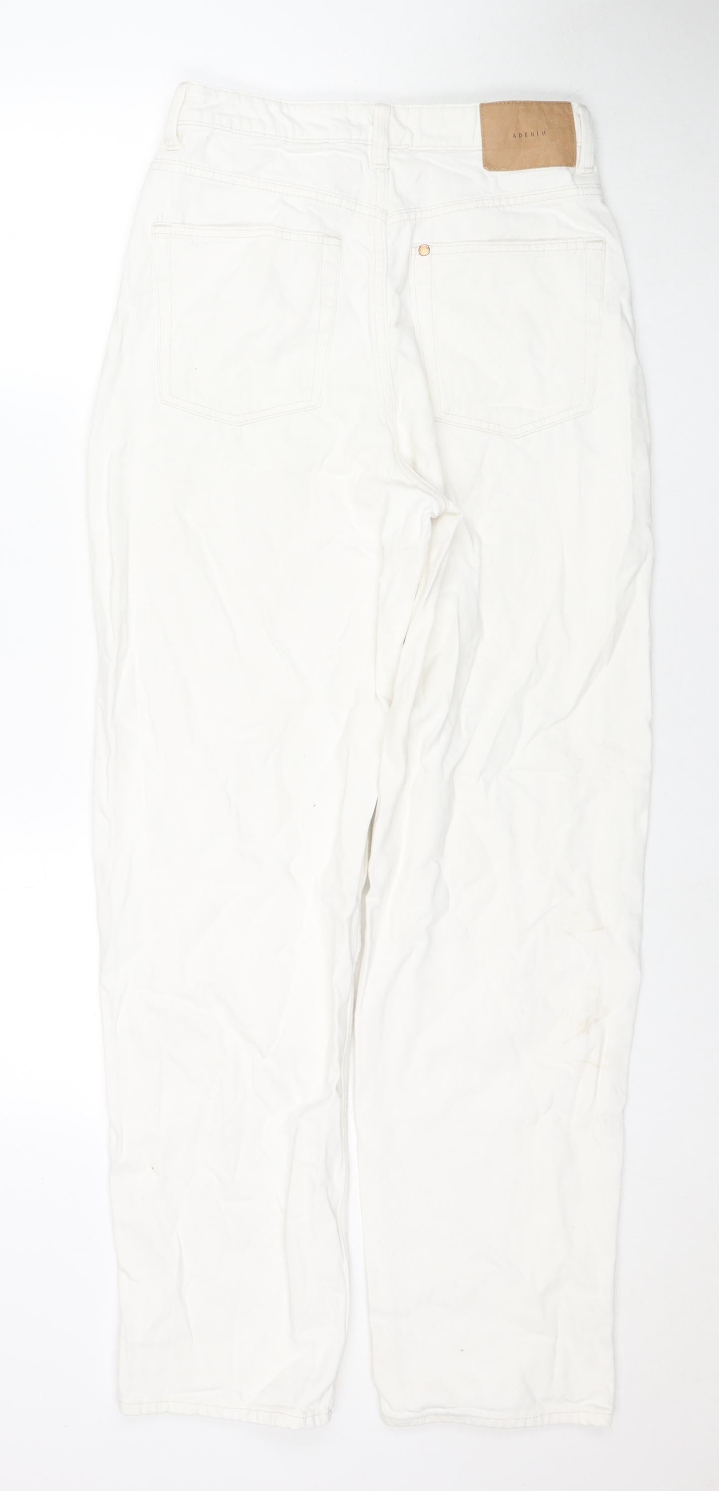 Womens UK Size 8 H&M Regular Fit Straight White Jeans