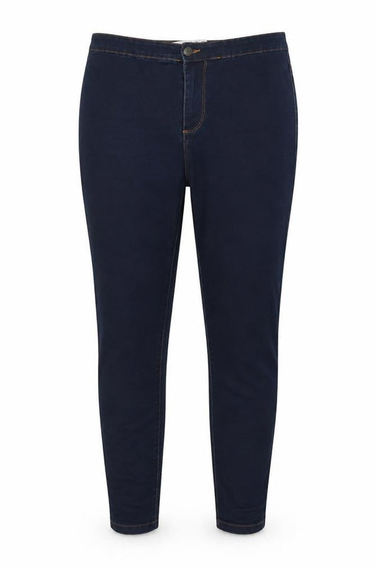 Front view of Denim & Co. women’s blue polyester blend skinny jeans, size UK 14, 29-inch leg regular zip