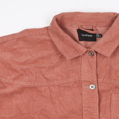 Boohoo Womens Beige Jacket Size 16 Button