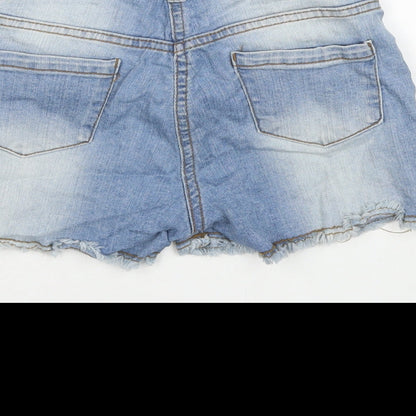 Candy Girls Blue Cotton Cut-Off Shorts Size 9 Years L3 in Regular Zip