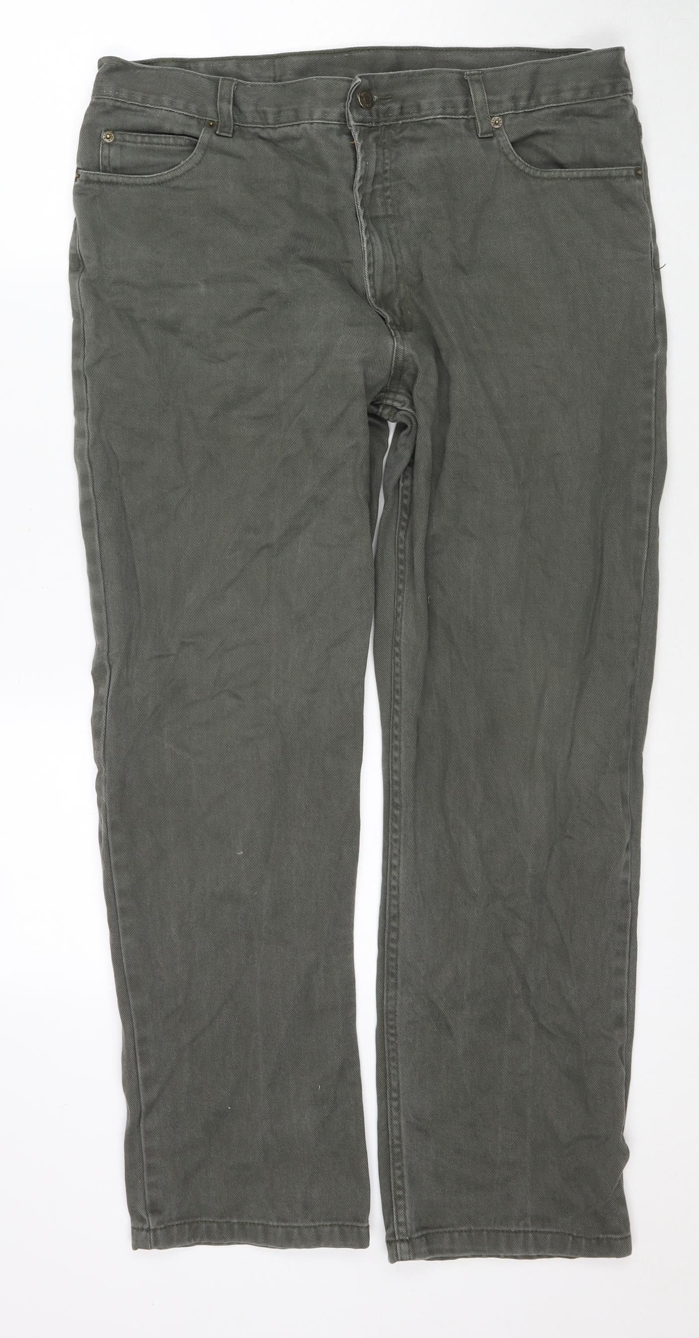 West Rock Mens Green Cotton Straight Jeans Size 25 in L29 in Regular Zip