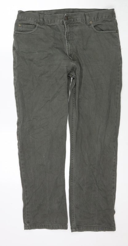 West Rock Mens Green Cotton Straight Jeans Size 25 in L29 in Regular Zip