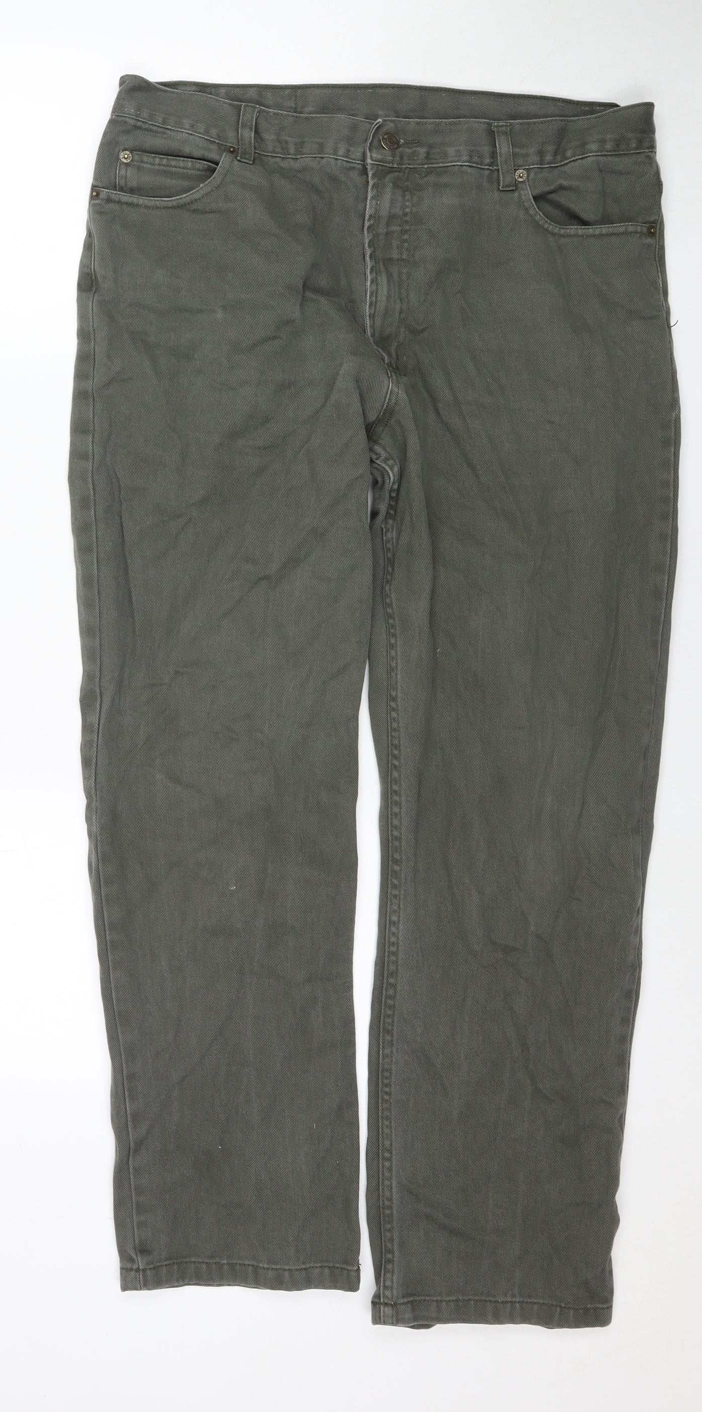 West Rock Mens Green Cotton Straight Jeans Size 25 in L29 in Regular Zip