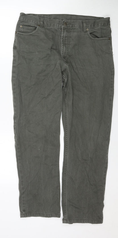 West Rock Mens Green Cotton Straight Jeans Size 25 in L29 in Regular Zip
