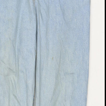 Denim & Co. Womens Blue Cotton Straight Jeans Size 12 L26 in Regular Zip