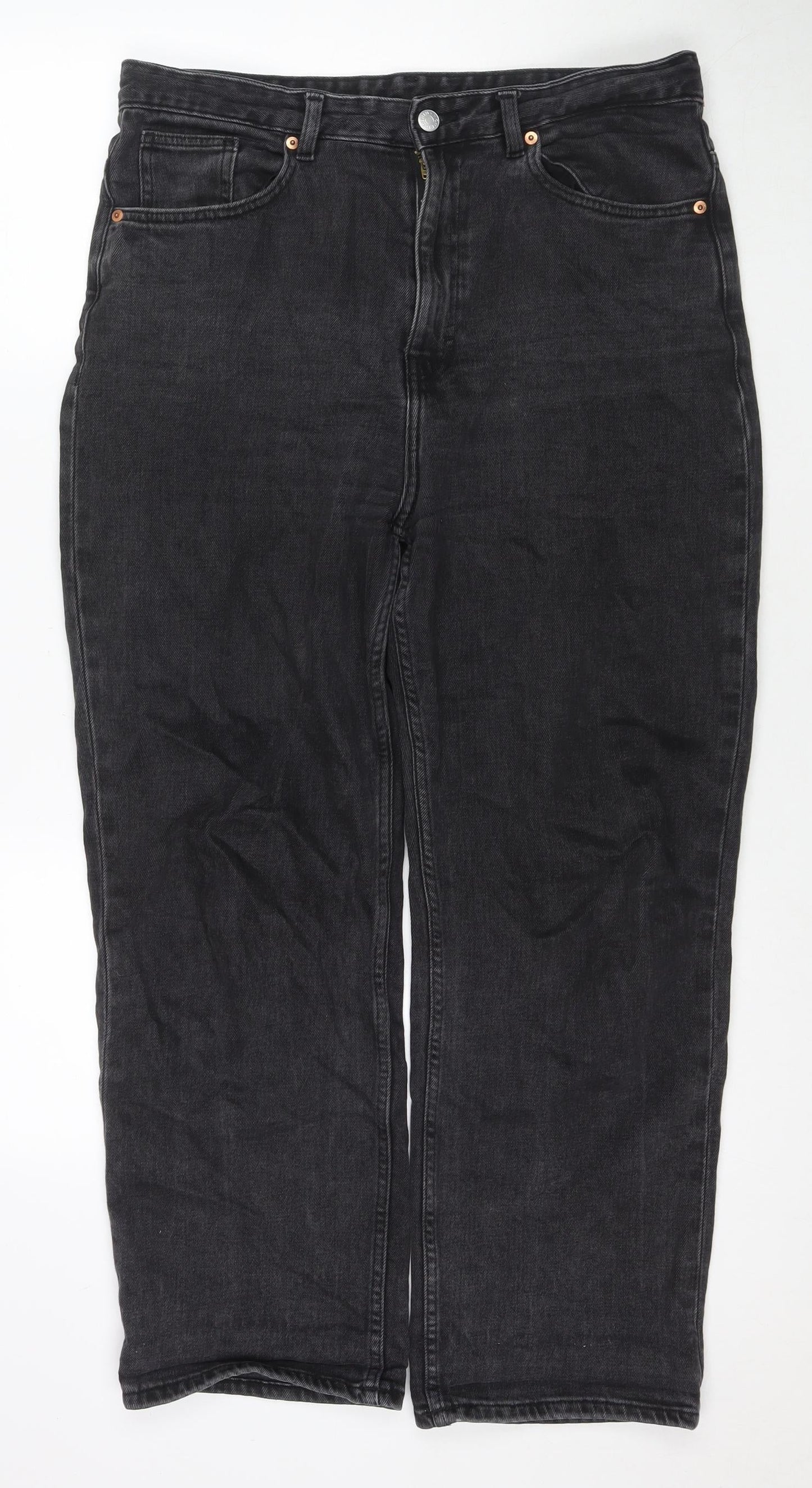 Womens UK Size 32 in H&M Regular Fit Mom Black Jeans