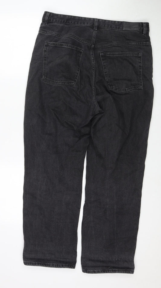 Womens UK Size 32 in H&M Regular Fit Mom Black Jeans
