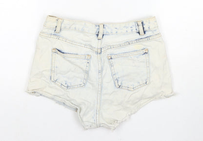 Denim & Co. Womens Blue Cotton Hot Pants Shorts Size 8 L3 in Regular Zip - Distressed