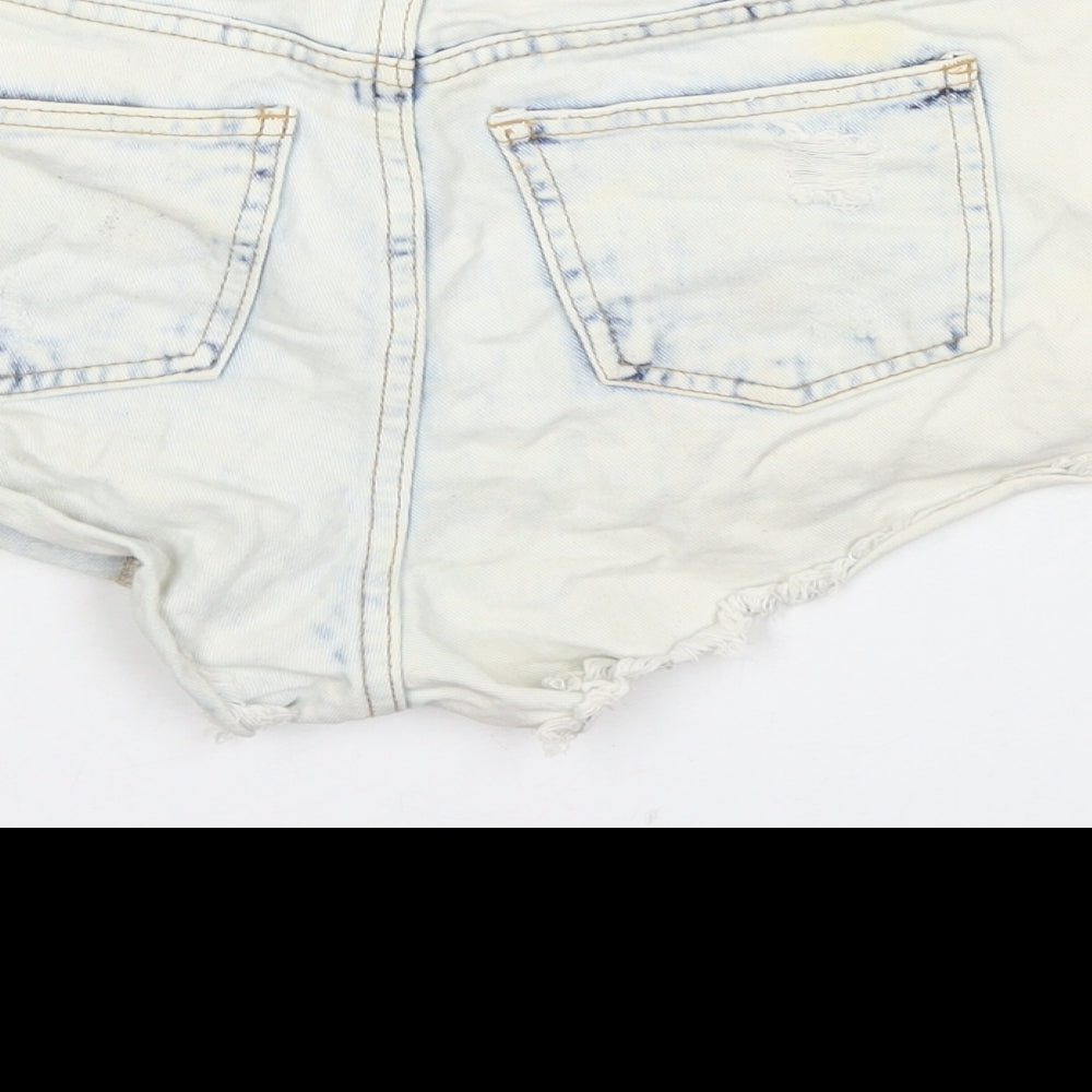 Denim & Co. Womens Blue Cotton Hot Pants Shorts Size 8 L3 in Regular Zip - Distressed