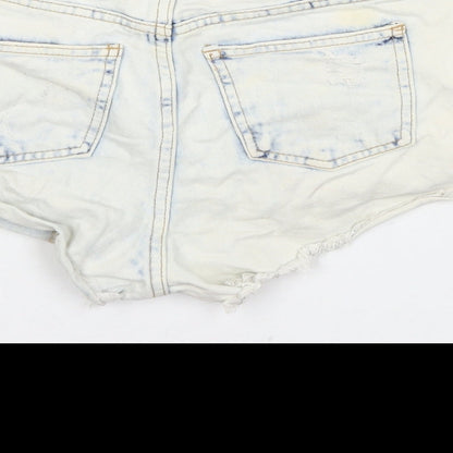 Denim & Co. Womens Blue Cotton Hot Pants Shorts Size 8 L3 in Regular Zip - Distressed