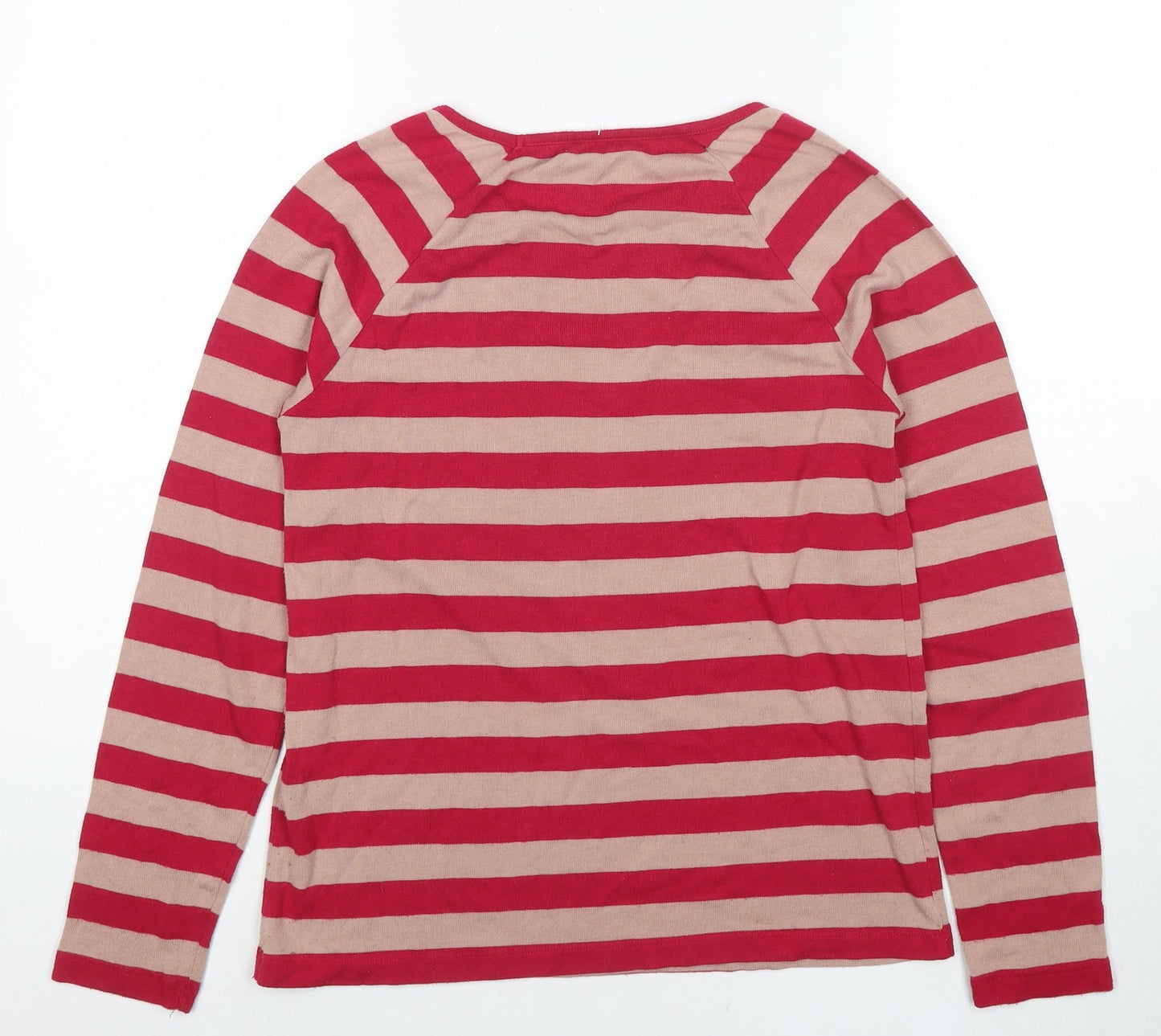 FC Jeans Womens Pink Round Neck Striped Viscose Pullover Jumper Size M