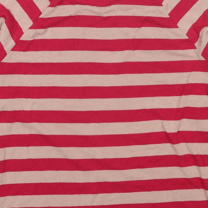 FC Jeans Womens Pink Round Neck Striped Viscose Pullover Jumper Size M