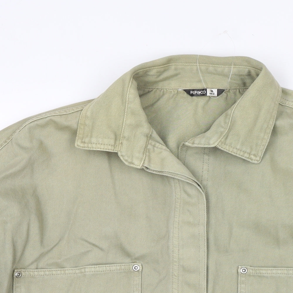 PEP&CO Womens Blue Jacket Size 16 Snap