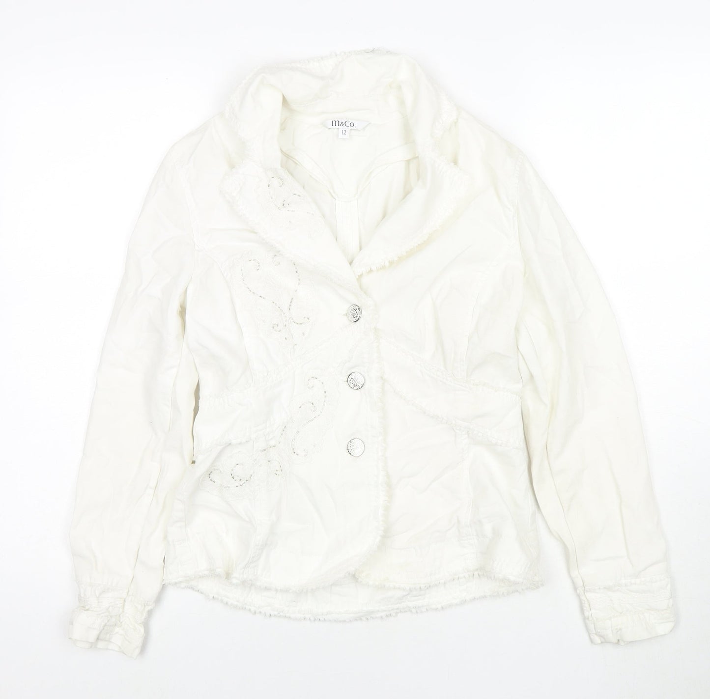 M&Co Womens White Jacket Size 12 Button