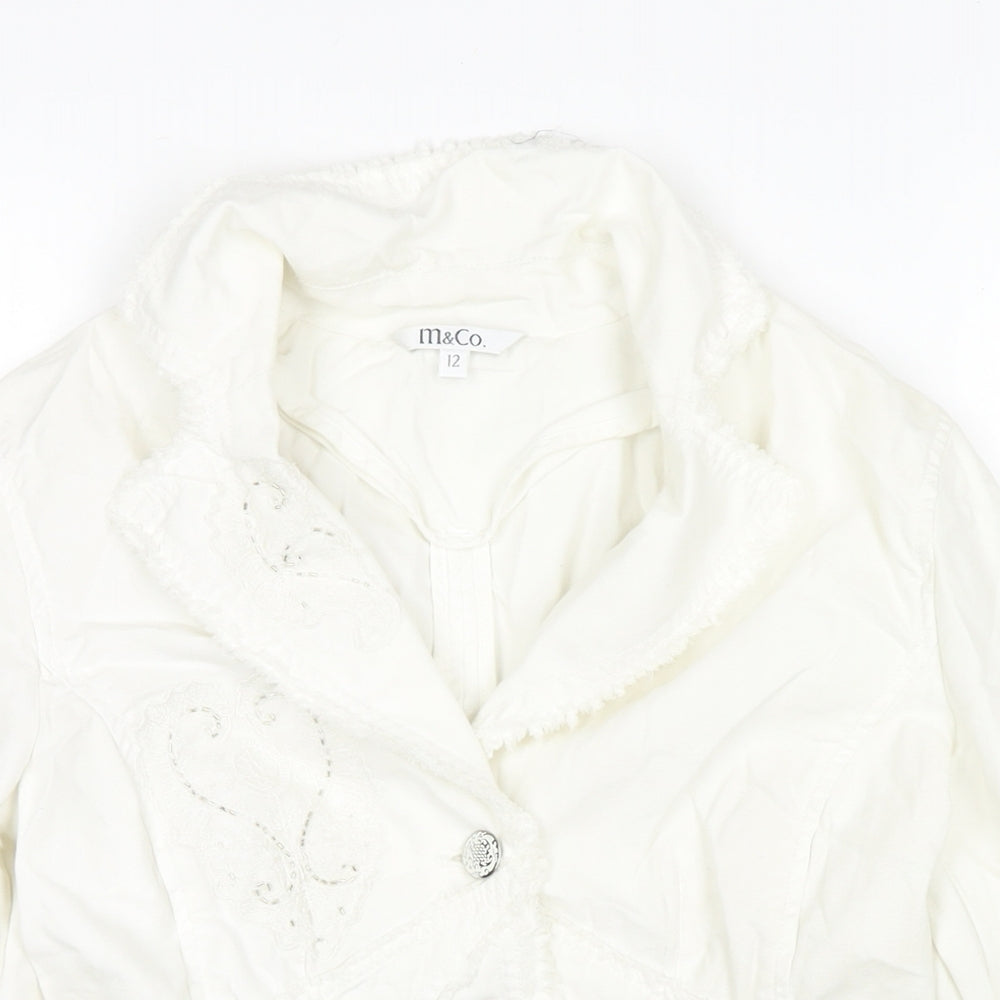 M&Co Womens White Jacket Size 12 Button
