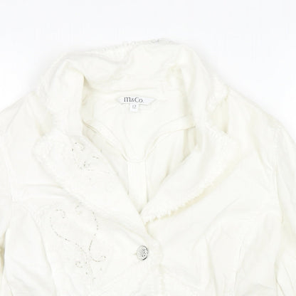 M&Co Womens White Jacket Size 12 Button